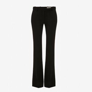 Alexander McQueen Tailored Narrow Leaf Crepe Bootcut Black Trouser Size 36